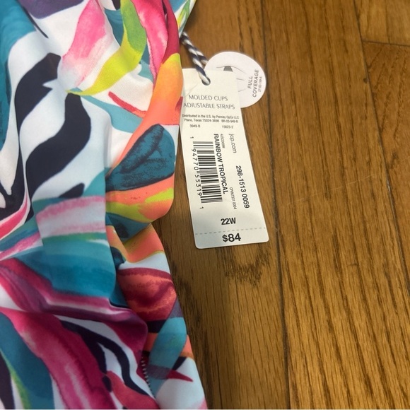 NWT Sonnet Shores Women's -Rainbow Tropical - One Piece Swimsuit Plus - Size 22W - Picture 2 of 5